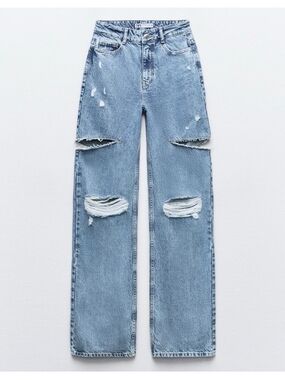 Distressed Women's Blue Denim Jeans